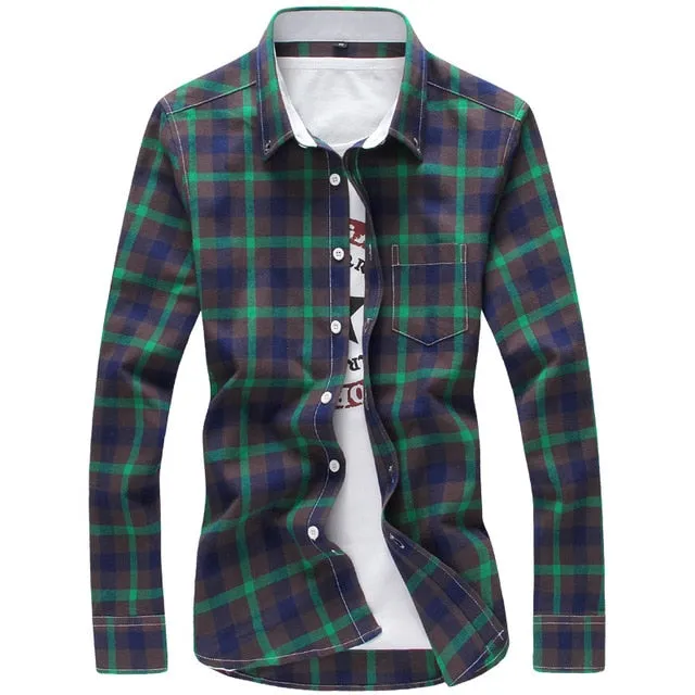 5XL Plaid Men Checkered Shirt Brand New Fashion