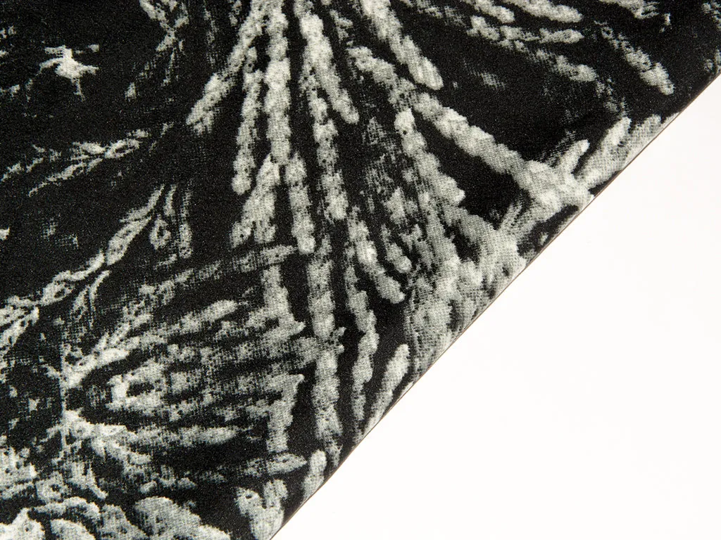 Black Abstract Viscose Crepe Fabric