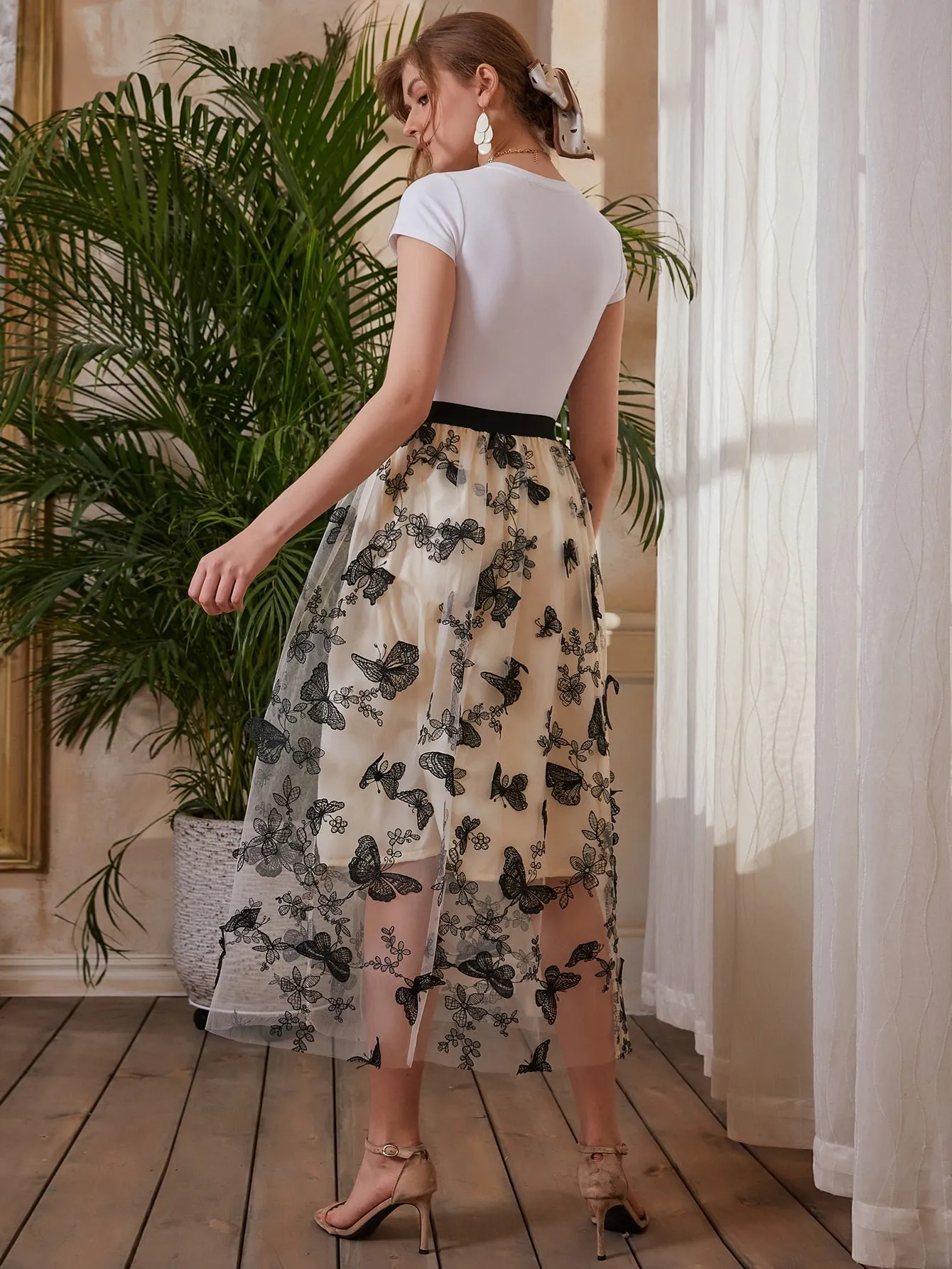 Boho Animal Patched High Waist Long Women Skirt