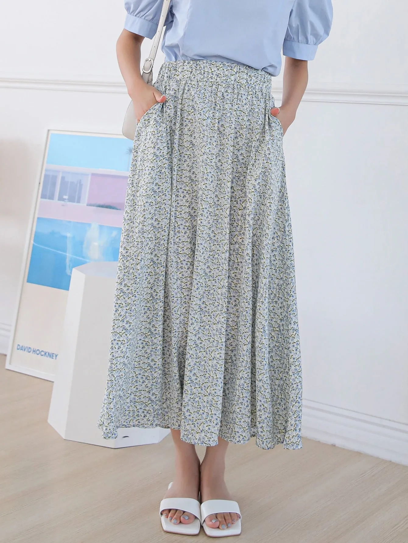 Boho Ditsy Floral High Waist Long Women Skirts