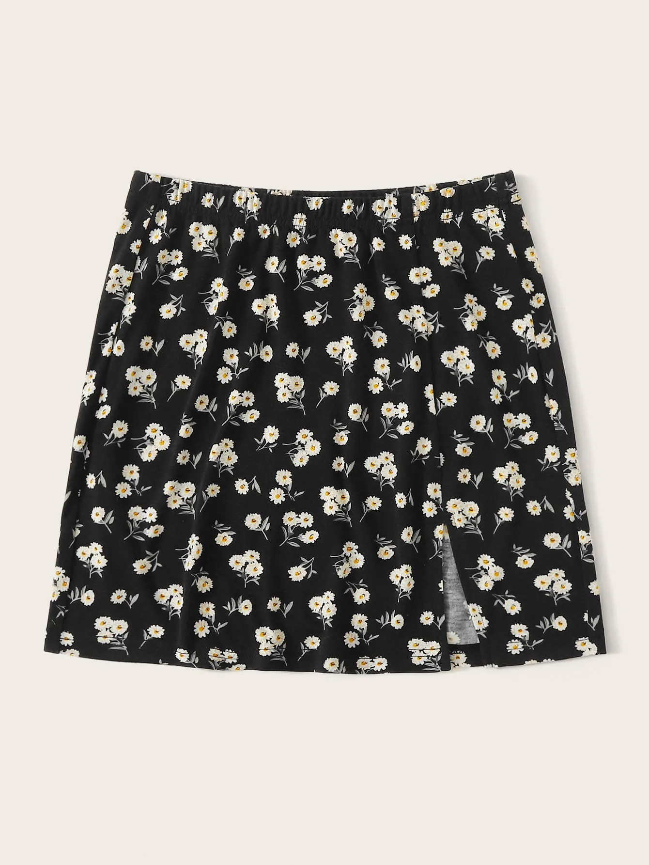 Boho Ditsy Floral Split Natural Mini Women Skirt