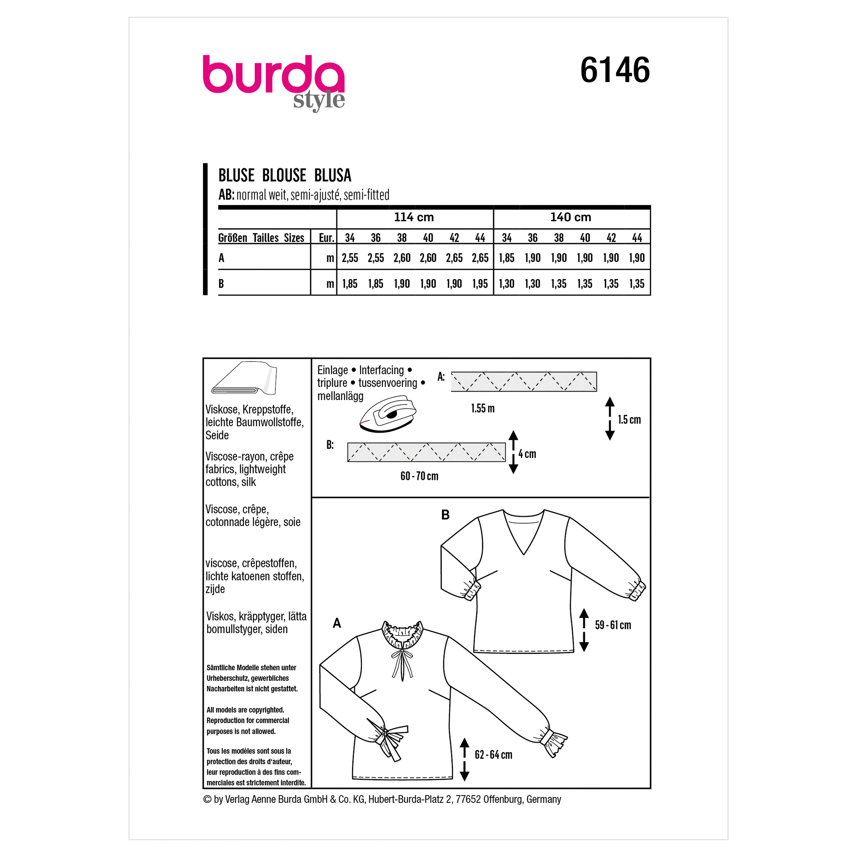 Burda Sewing Pattern 6146 Blouse