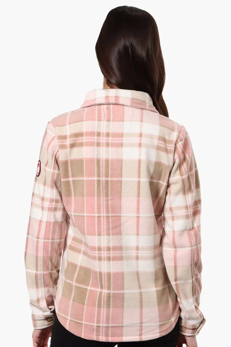 Canada Weather Gear Fleece Plaid Button Up Shirt - Pink