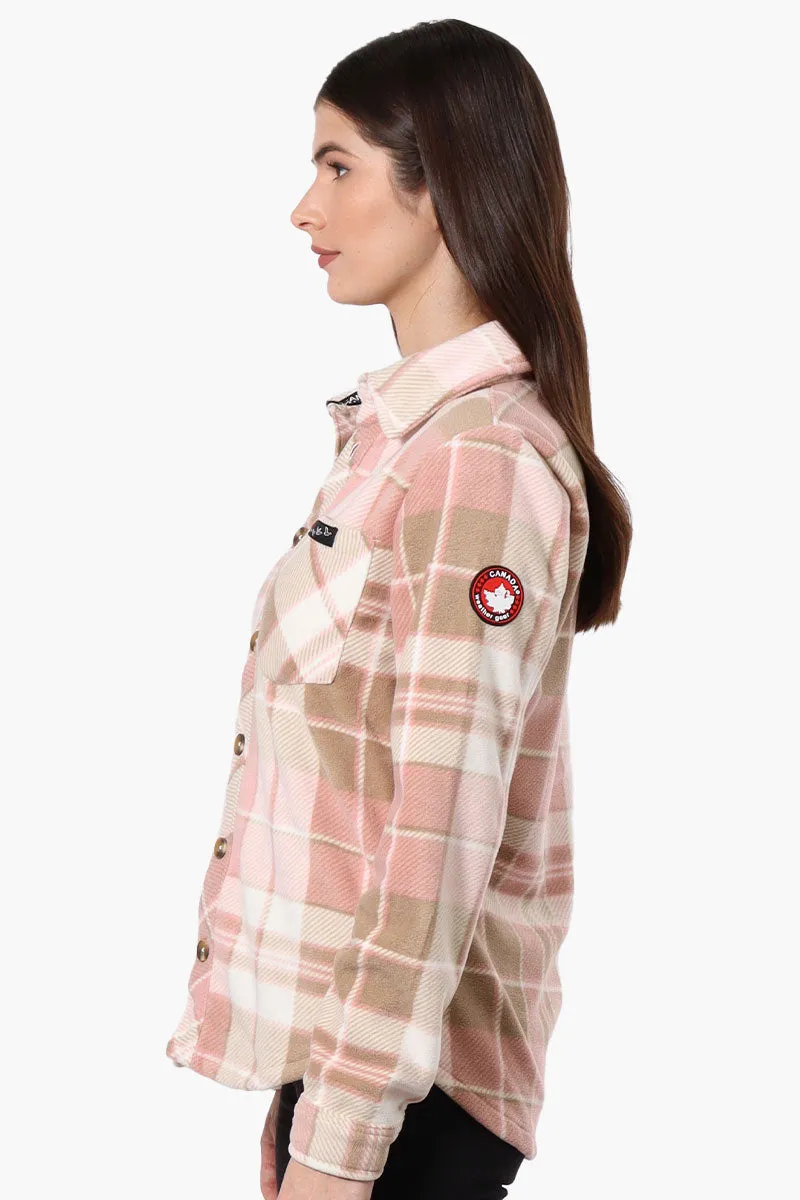 Canada Weather Gear Fleece Plaid Button Up Shirt - Pink