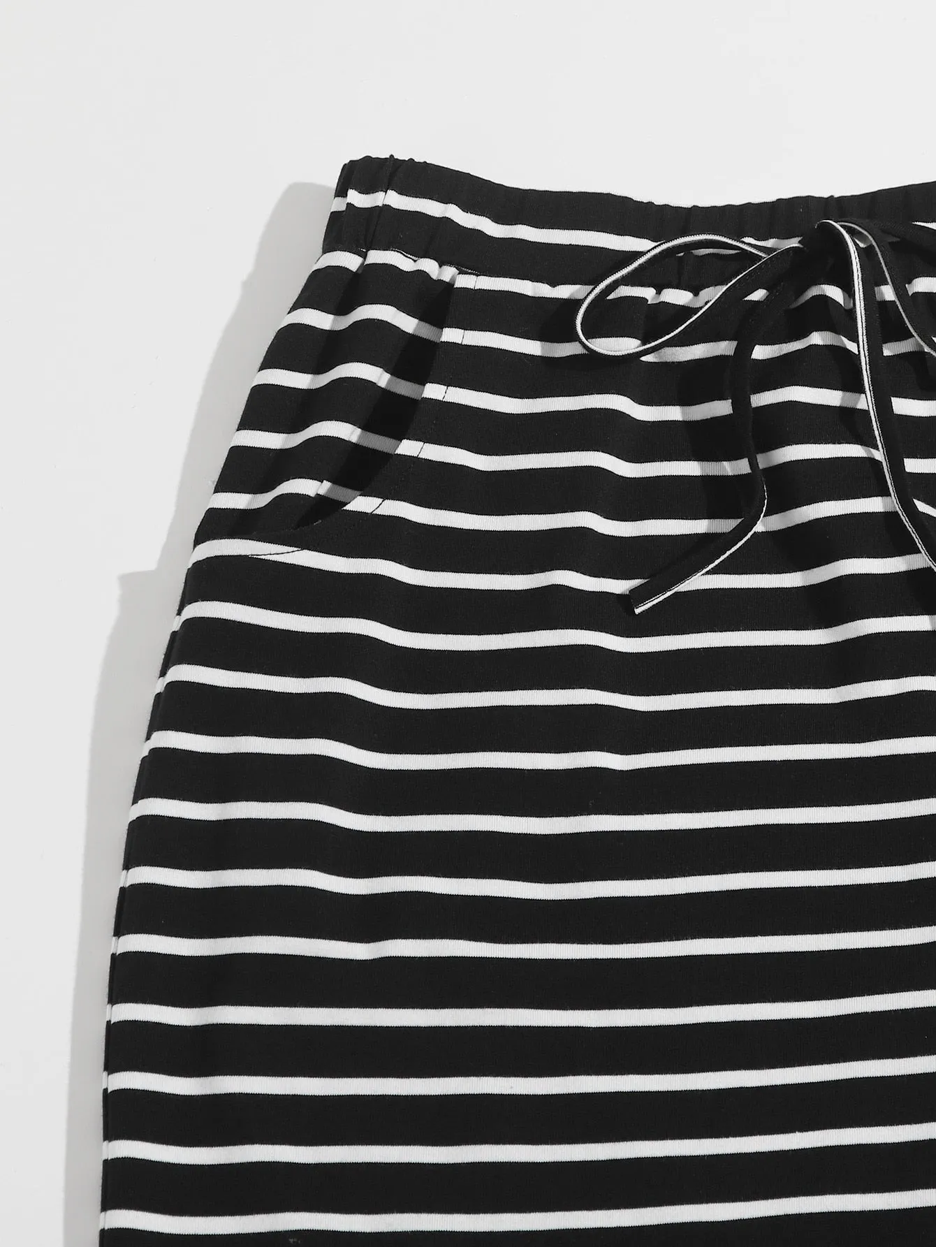 Casual Striped Pocket High Waist Short Women Skirt