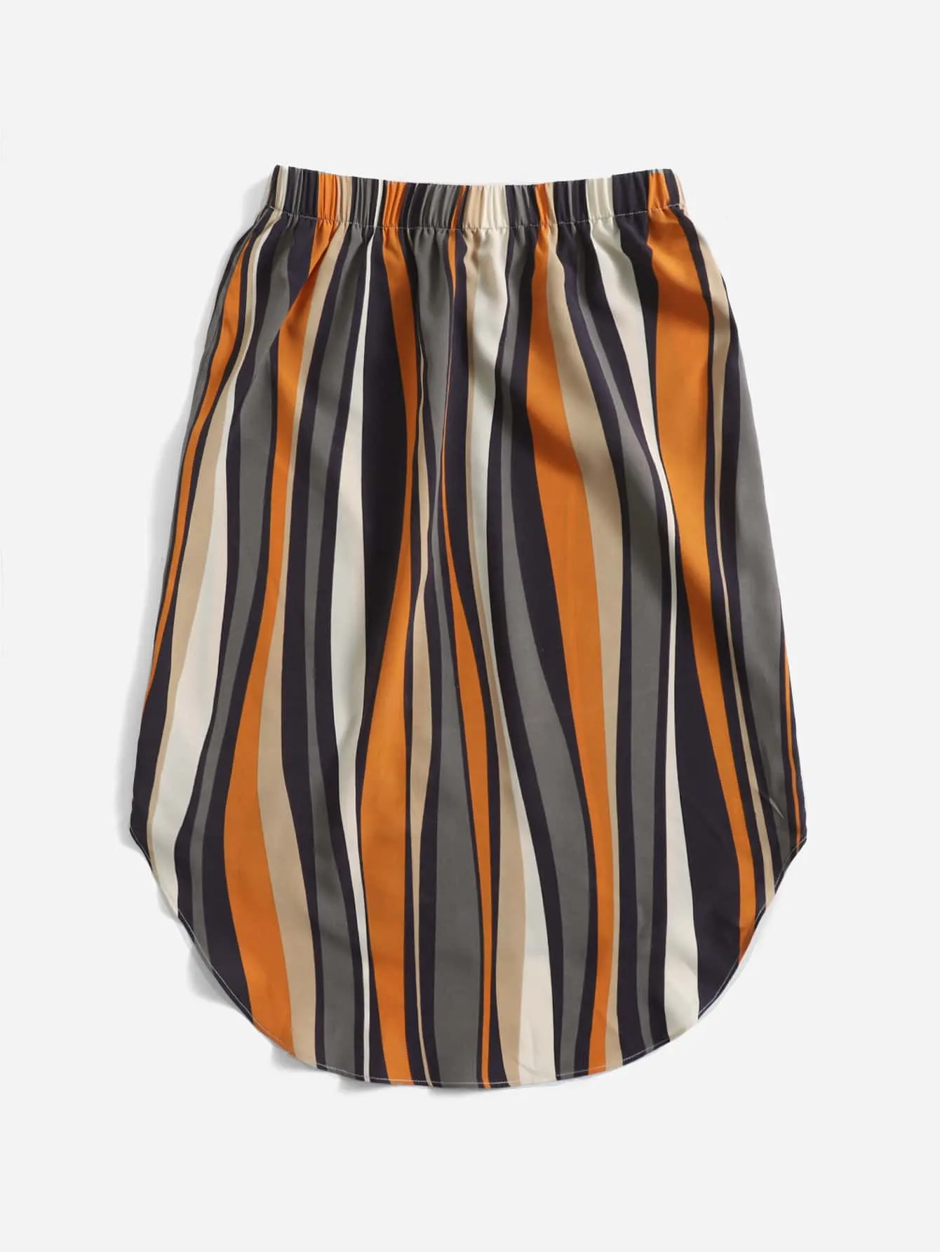 Casual Striped Tie Front Natural Short Women Skirt