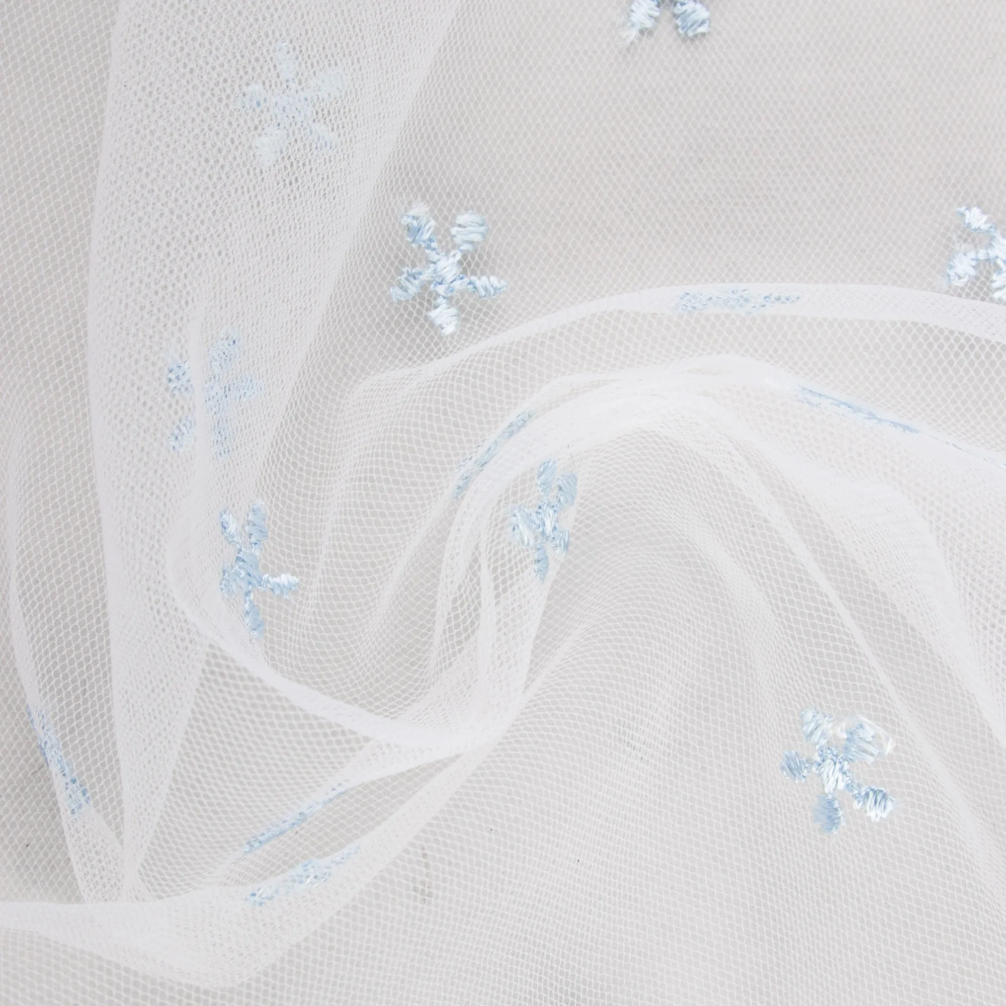 CHERIE Embroidered Mesh - Daisy - Blue