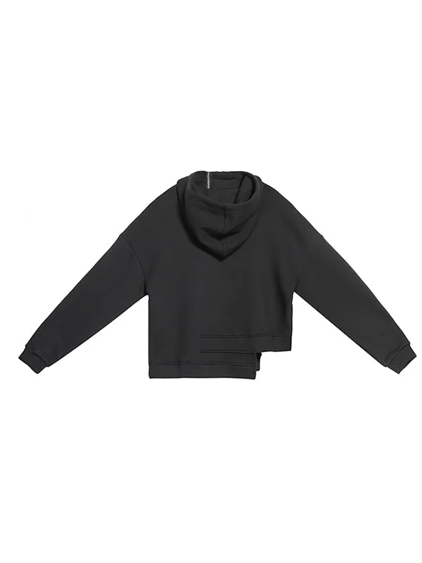 Chicmy-Stylish Black Asymmetric Zipper Hoodies