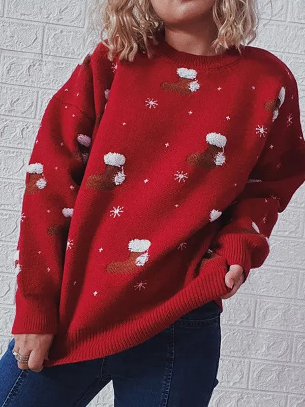 Cozy Festive Snowflake Sweater Set - Women's Winter Knitwear for Holiday Cheer