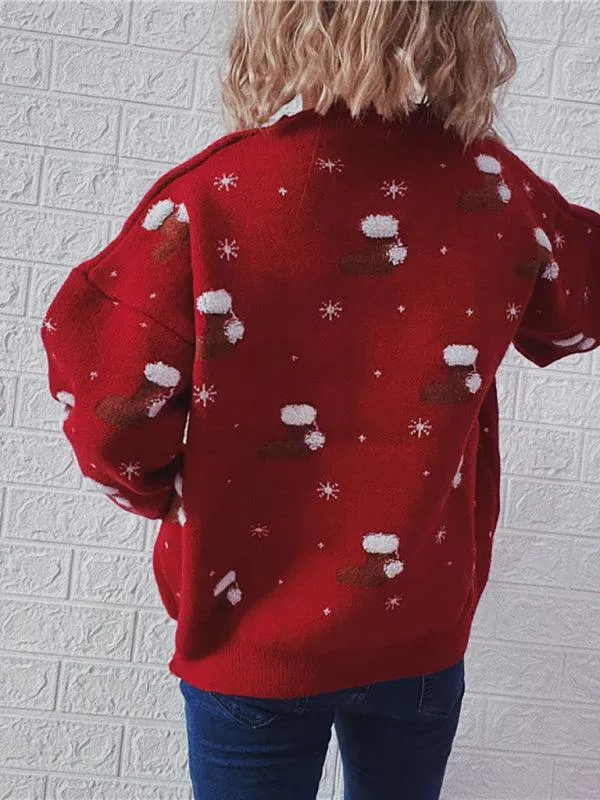 Cozy Festive Snowflake Sweater Set - Women's Winter Knitwear for Holiday Cheer