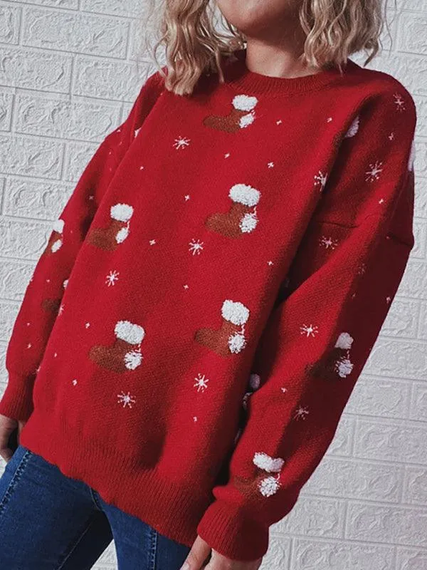 Cozy Festive Snowflake Sweater Set - Women's Winter Knitwear for Holiday Cheer