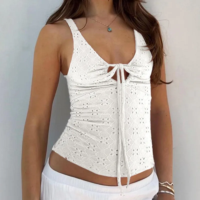 Daniyah Jacquard Lace-Up Vest