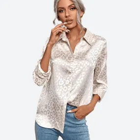 Elegant Long-Sleeve Satin Button Shirts