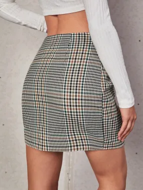 Elegant Tartan High Waist Mini Women Skirt