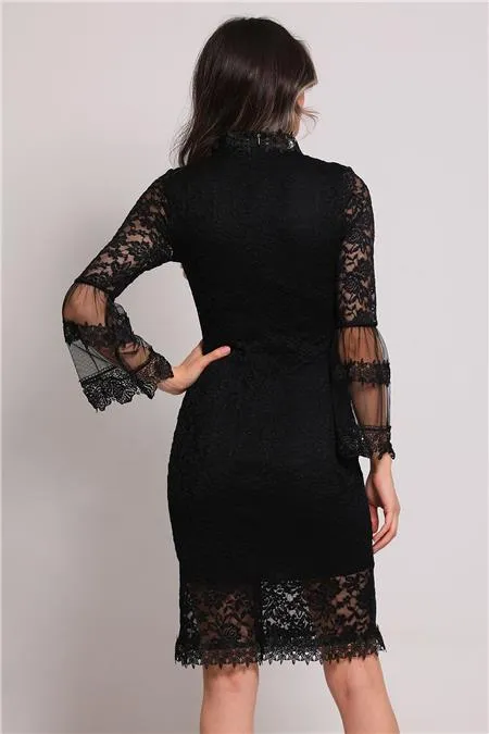 FLOWER PATTERNED LACE DRESS