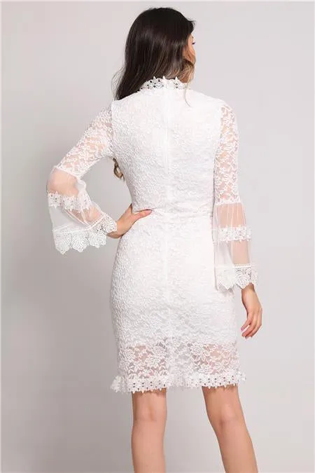 FLOWER PATTERNED LACE DRESS