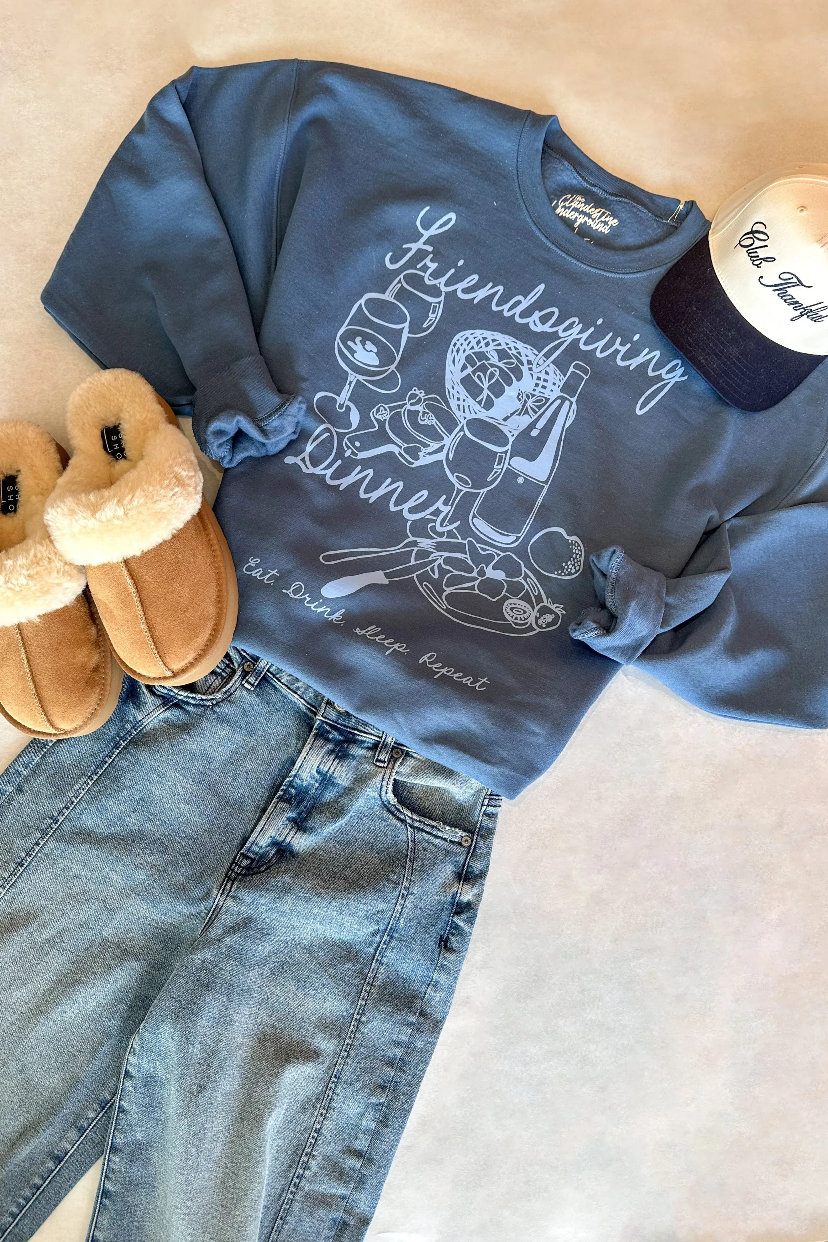 Friendsgiving Dinner Oversized Cozy Sweatshirt