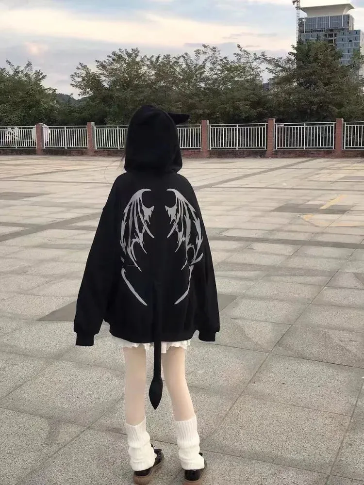 Gothic Kawaii Stylish Japanese Streetwear Cool Zip Up Hoodie