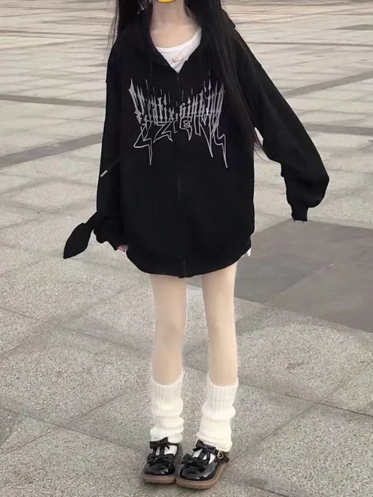 Gothic Kawaii Stylish Japanese Streetwear Cool Zip Up Hoodie