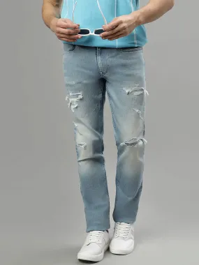 Iconic Men Light Blue Solid Slim Fit Jeans