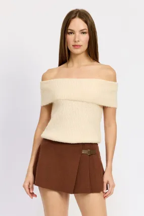 Ivory Chic Ribbed Off Shoulder Tube Top