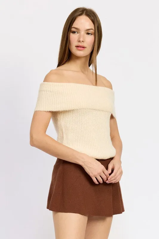 Ivory Chic Ribbed Off Shoulder Tube Top