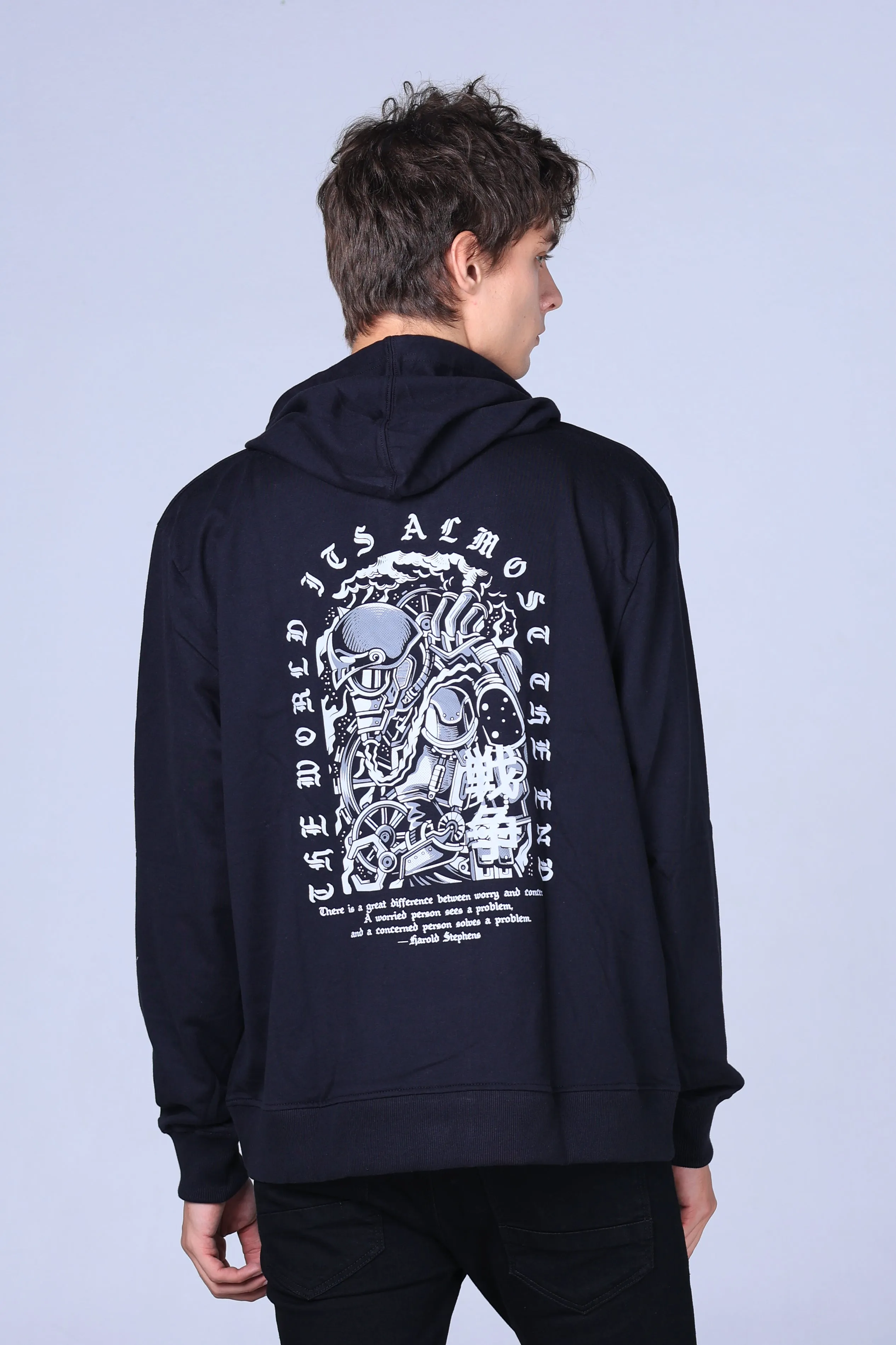 Jack Russel - Men Hoddies - Handwerk HD-103 Robot Design Black/ Grey