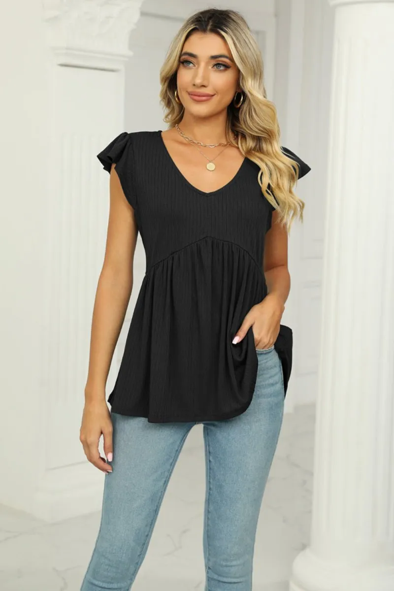 Just Dreaming Flutter Sleeve Babydoll Blouse