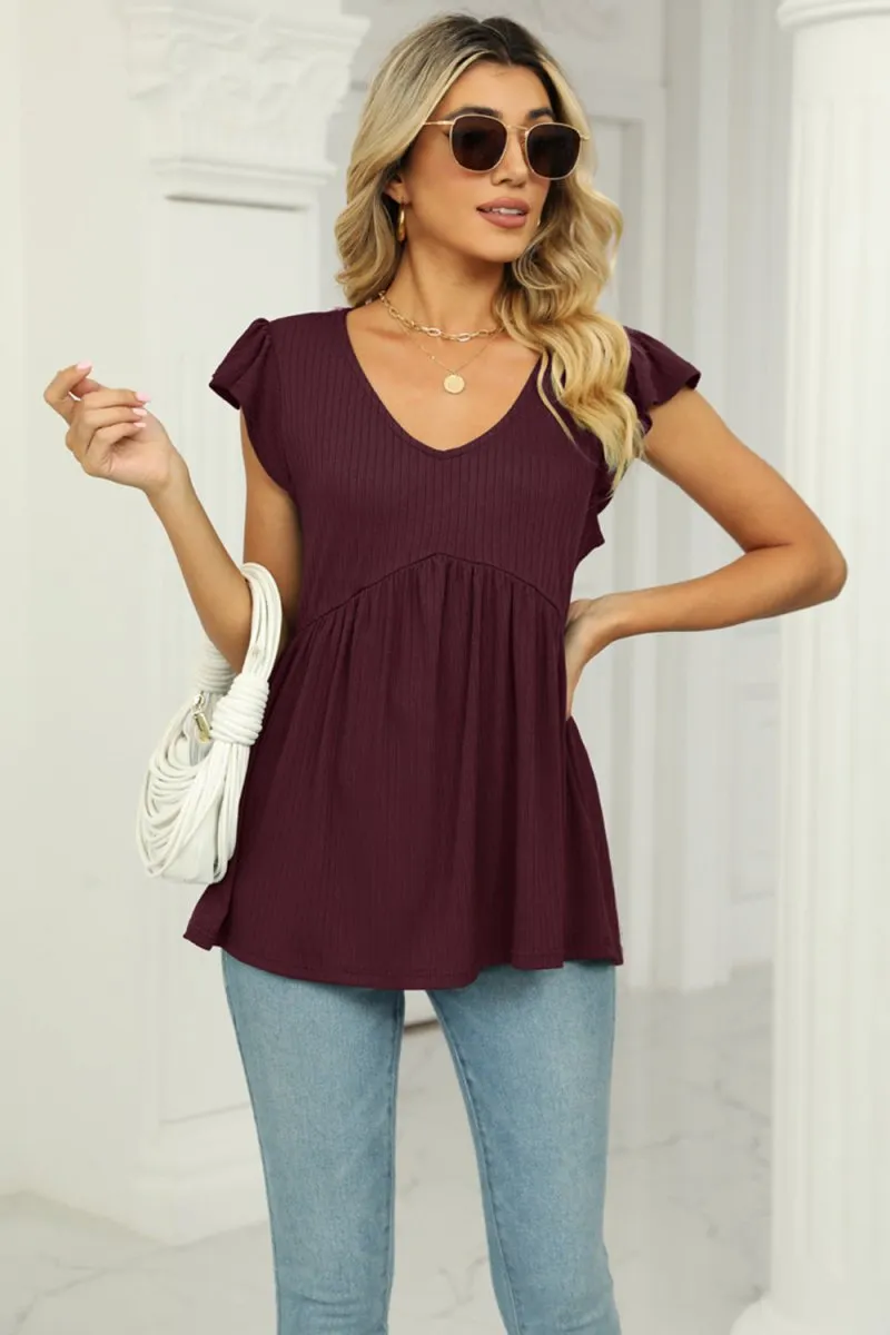 Just Dreaming Flutter Sleeve Babydoll Blouse