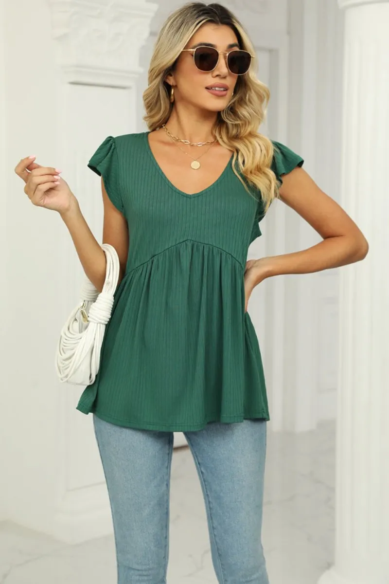 Just Dreaming Flutter Sleeve Babydoll Blouse