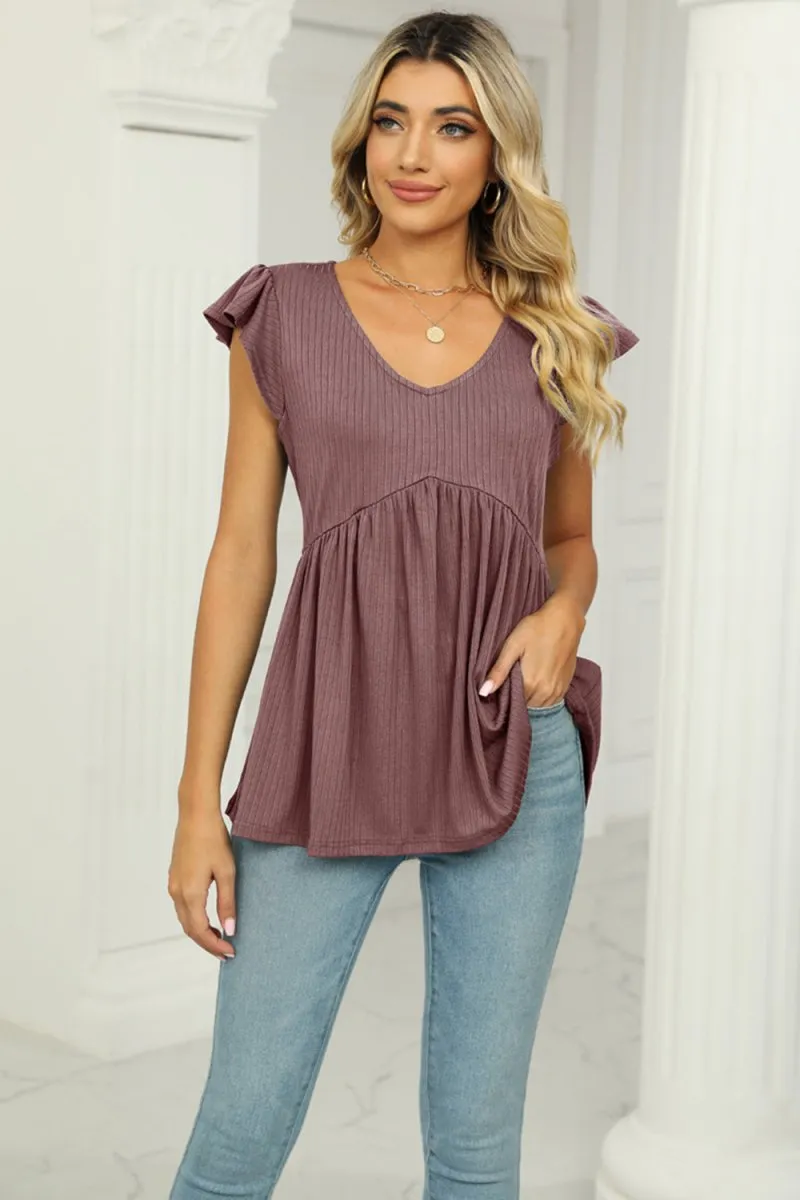 Just Dreaming Flutter Sleeve Babydoll Blouse