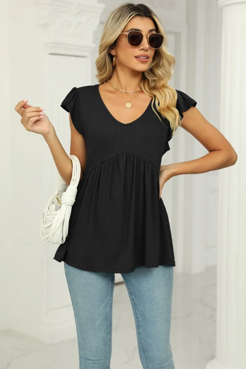 Just Dreaming Flutter Sleeve Babydoll Blouse