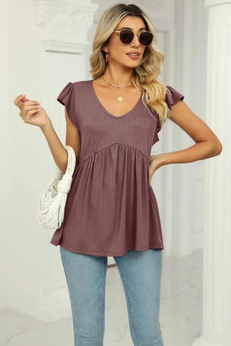 Just Dreaming Flutter Sleeve Babydoll Blouse