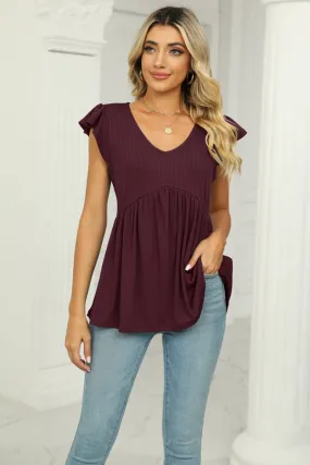 Just Dreaming Flutter Sleeve Babydoll Blouse