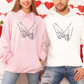 Matching Couple Hoodies - Pinky Promise Custom Embroidered Couples Matching Hoodies