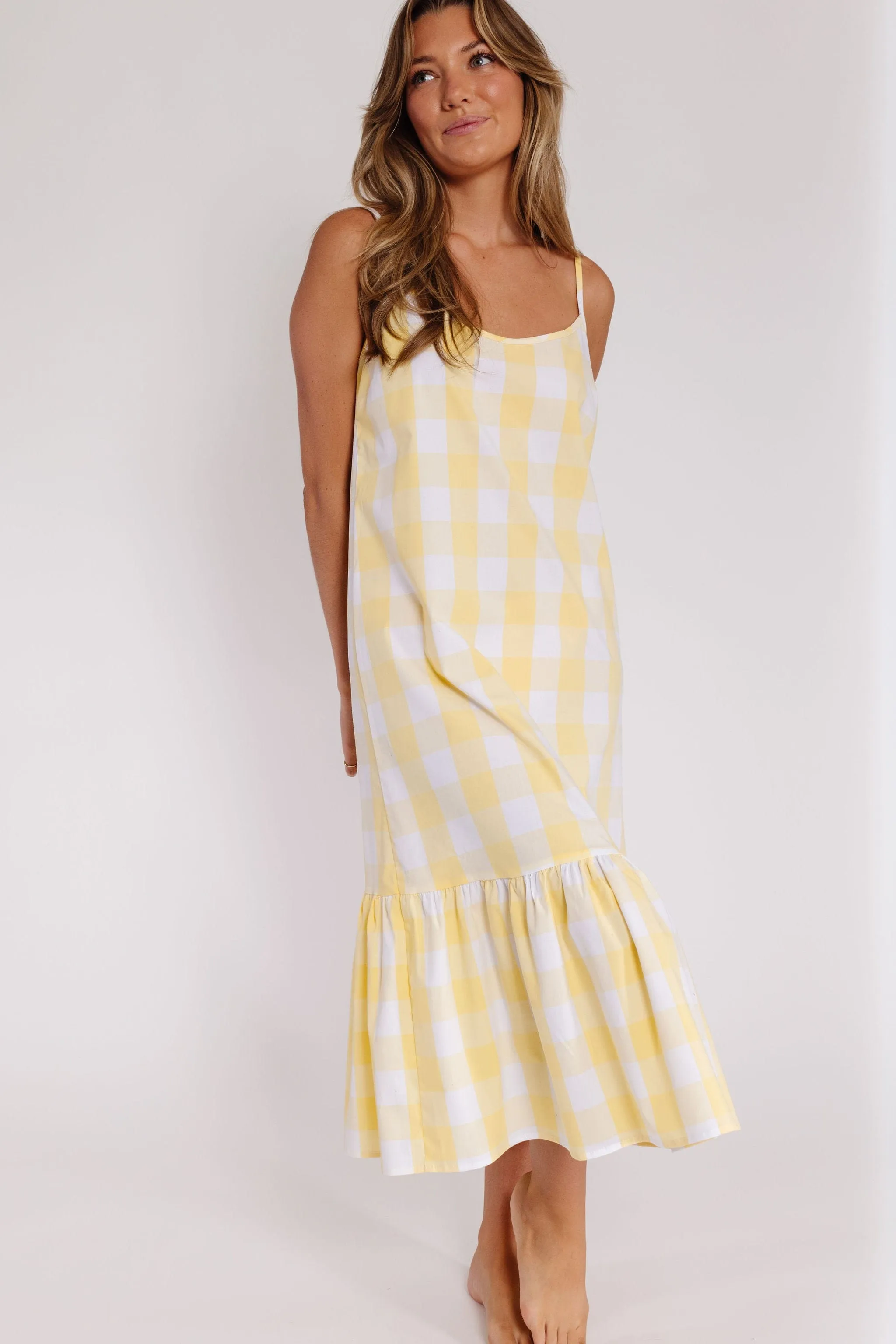 Melinda Dress in Yellow and Ivory