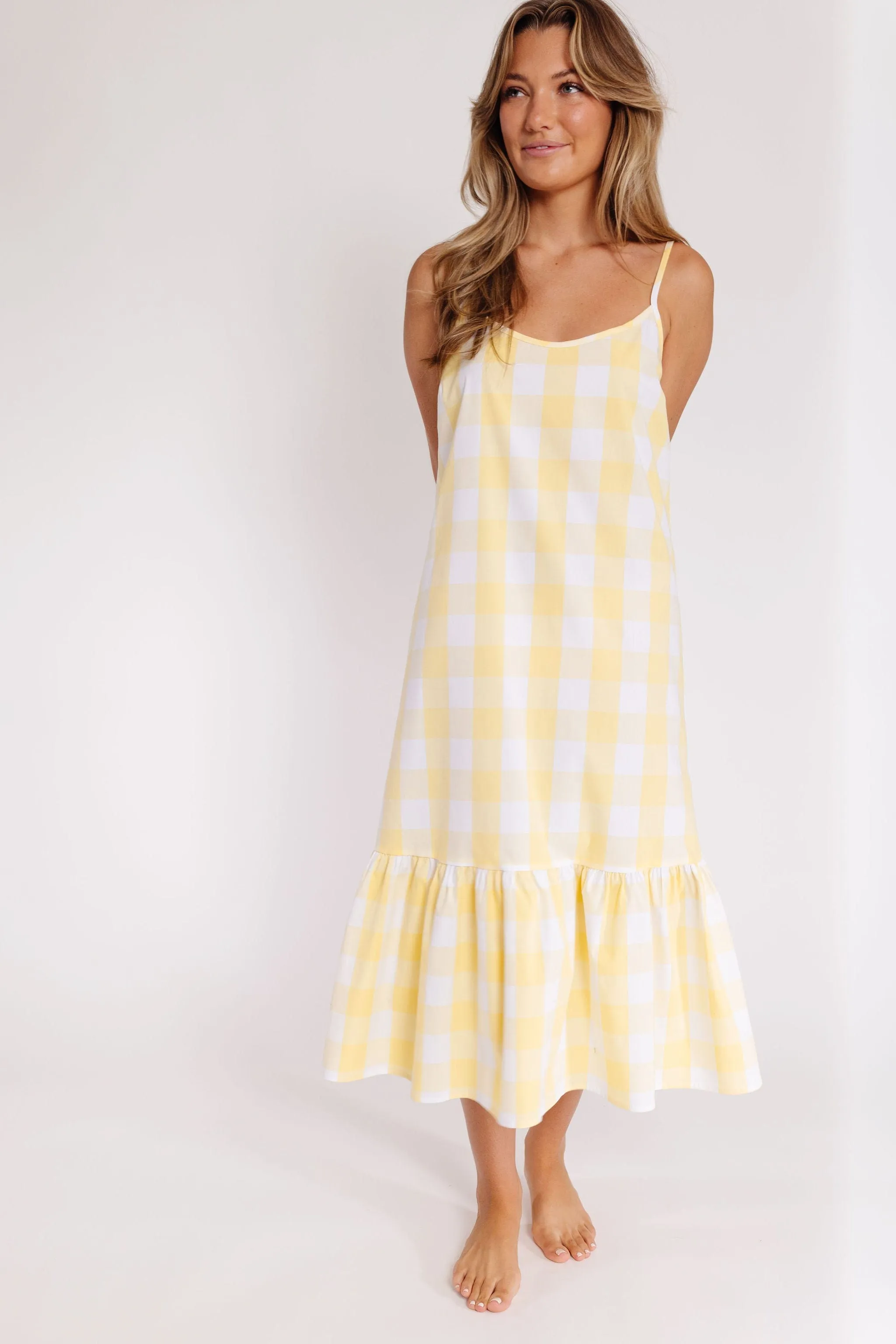 Melinda Dress in Yellow and Ivory