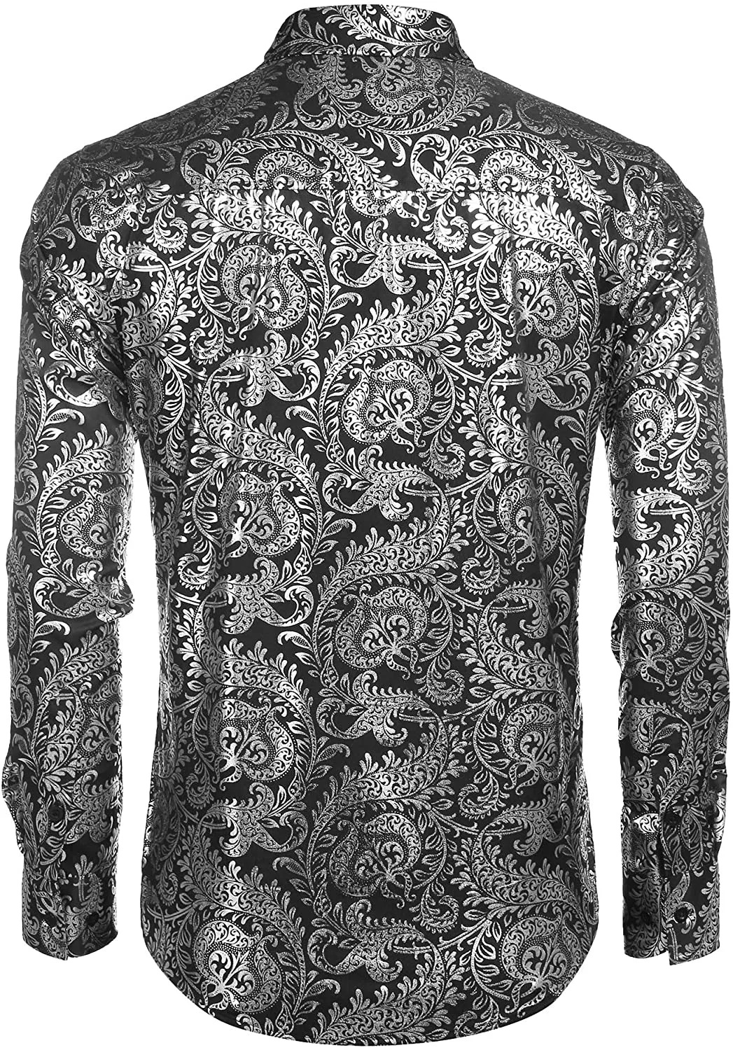 Men's Elegant Paisley Black/Gold Floral Printed Dress Shirt