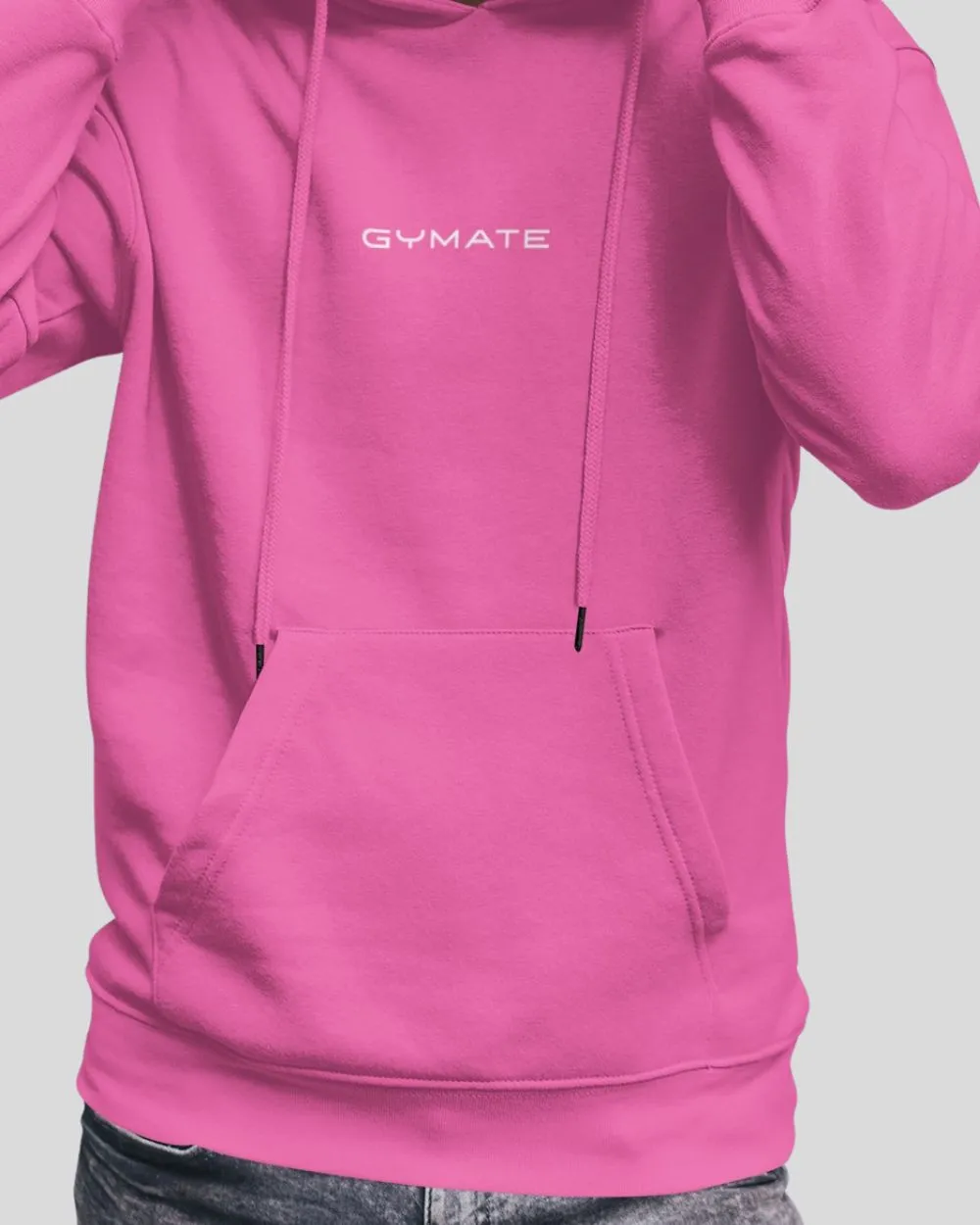 Mens Pink Hoodies Designer Gymate Original small logo [ctr]