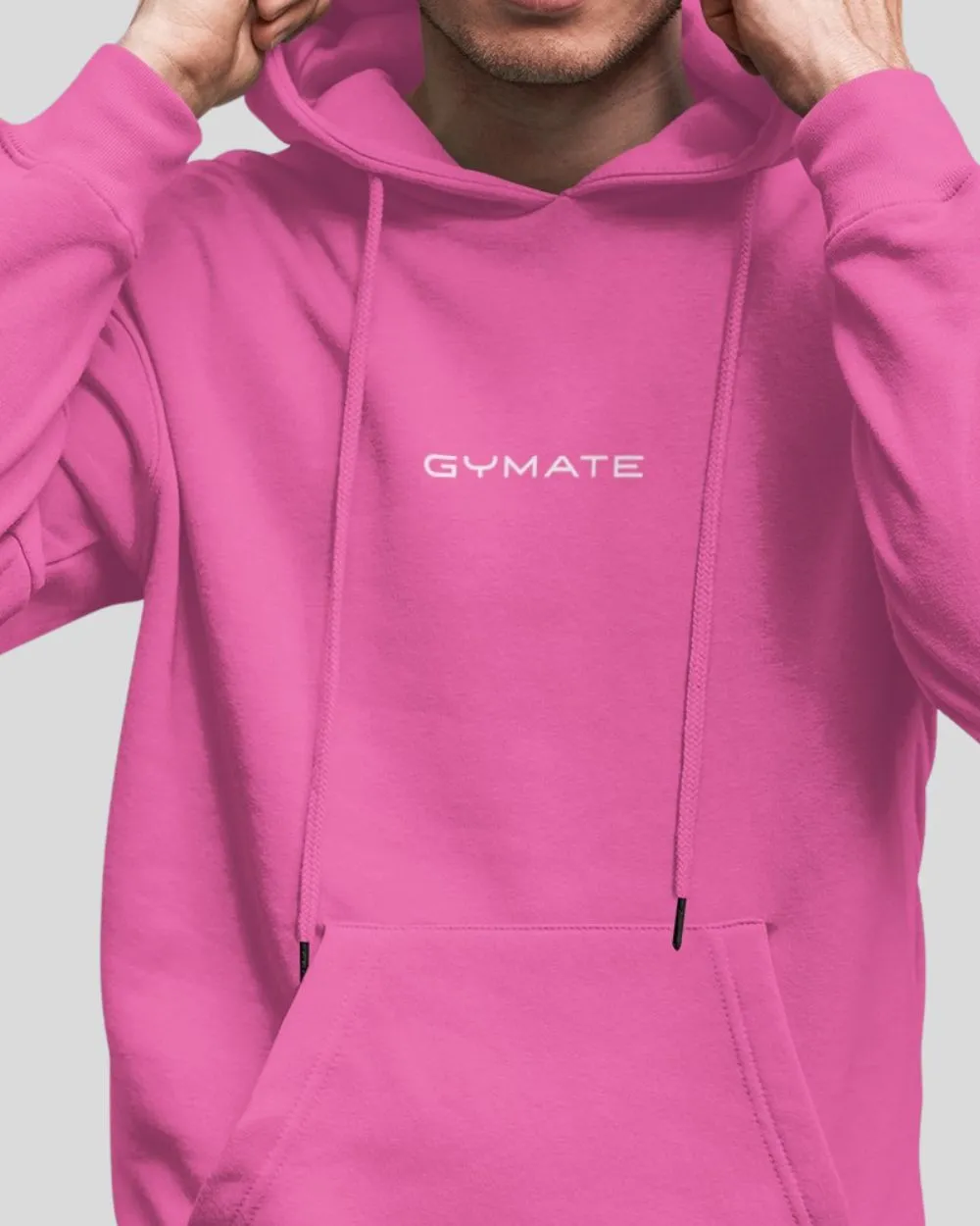 Mens Pink Hoodies Designer Gymate Original small logo [ctr]