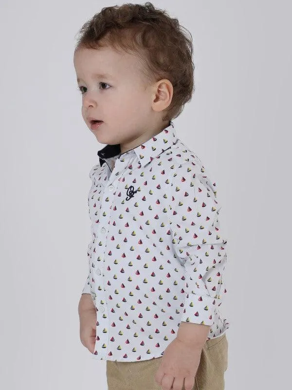 One Friday White Infant Boat Shirt