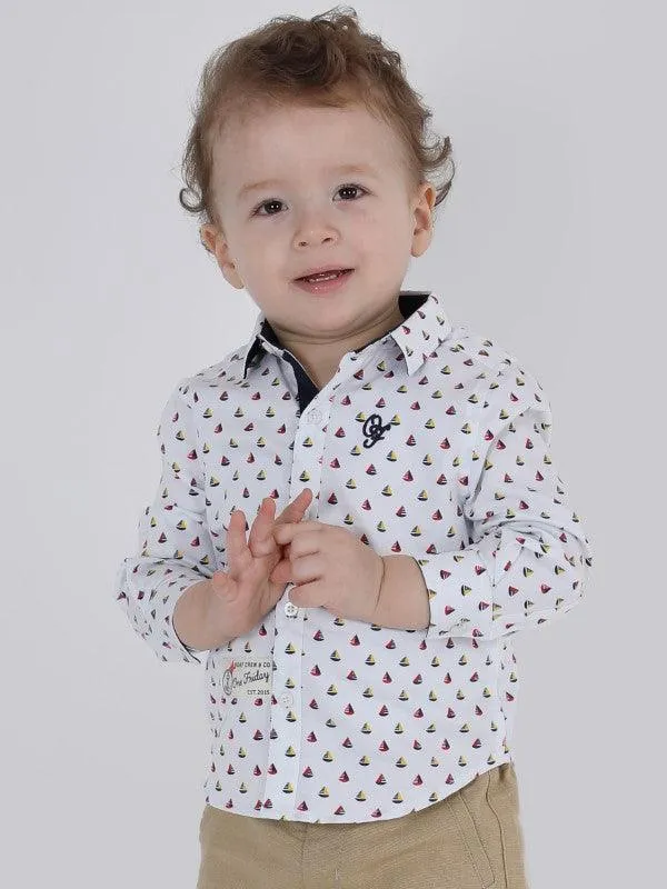 One Friday White Infant Boat Shirt