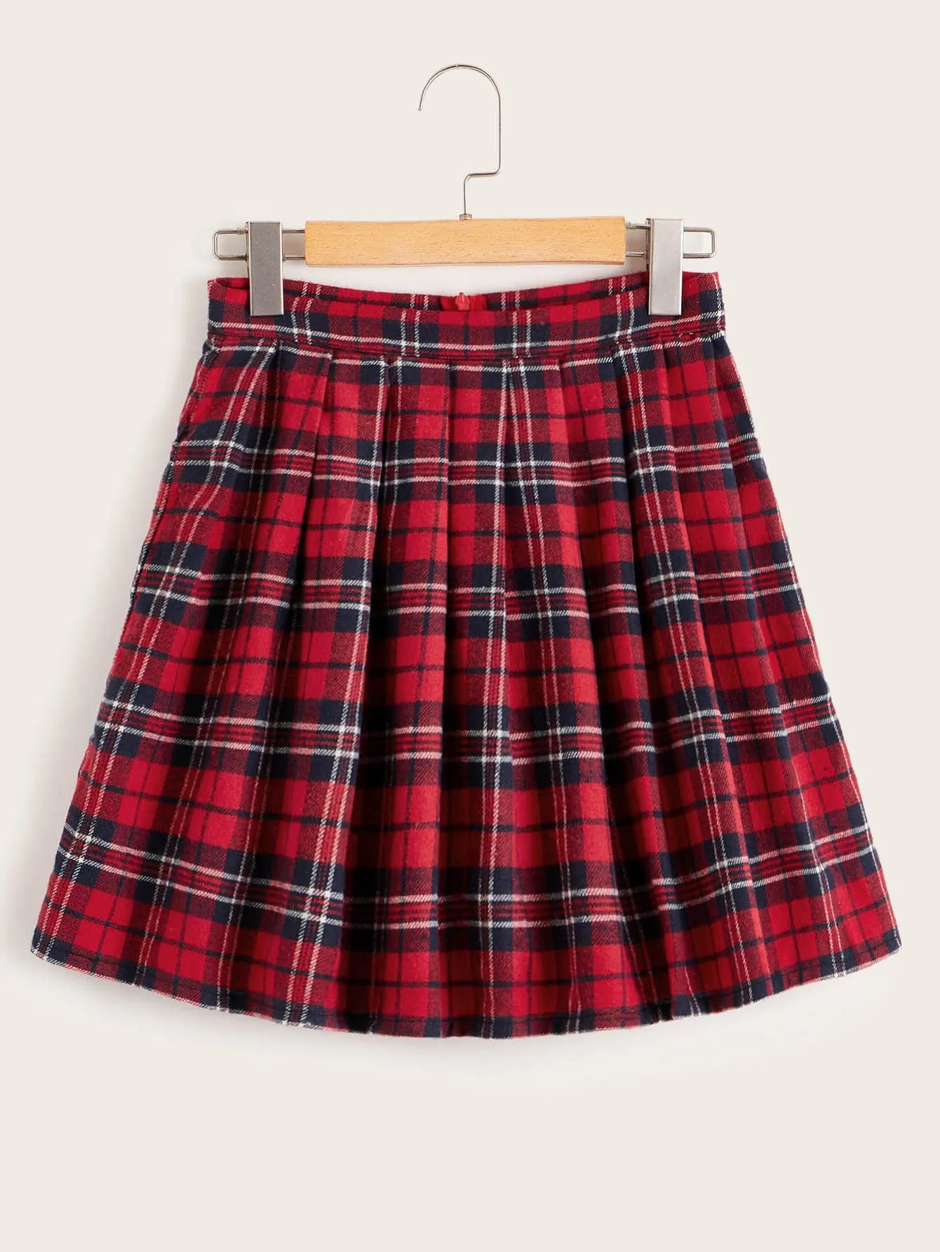 Preppy Plaid Zipper Natural Short Women Skirt