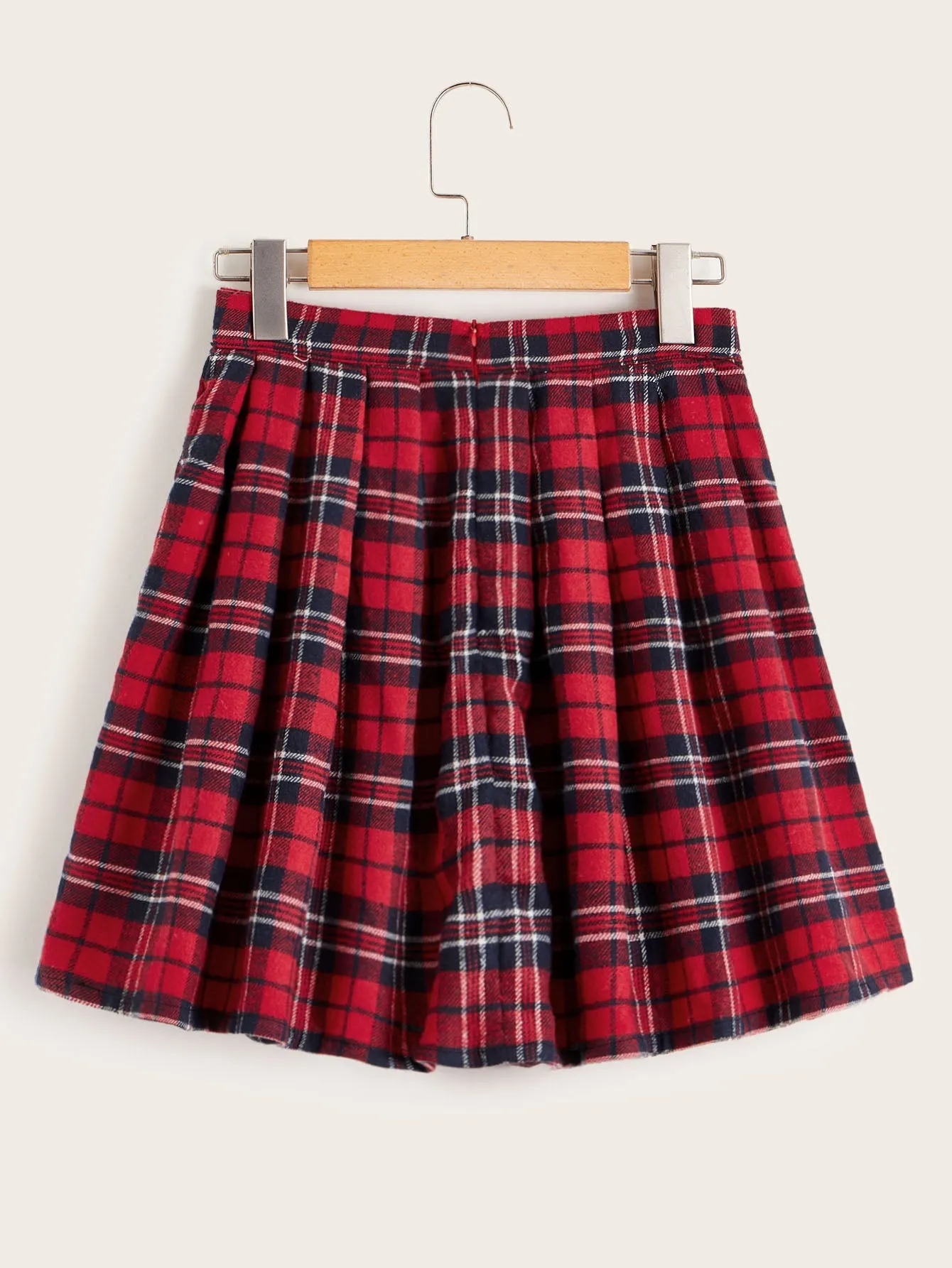 Preppy Plaid Zipper Natural Short Women Skirt