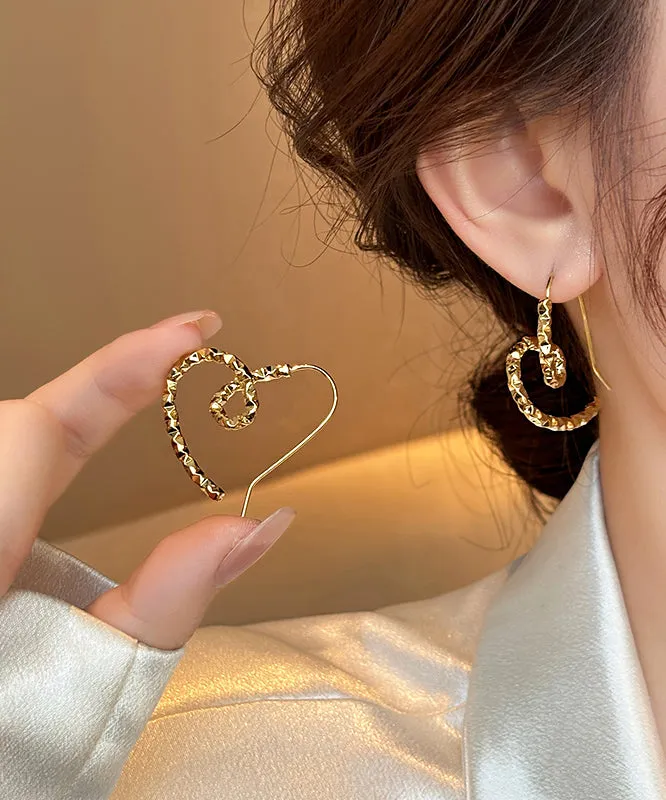 Regular Gold Copper Alloy Love Hoop Earrings RB017