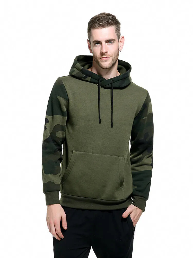 Retro Camouflage Color-Blocking Hoodies