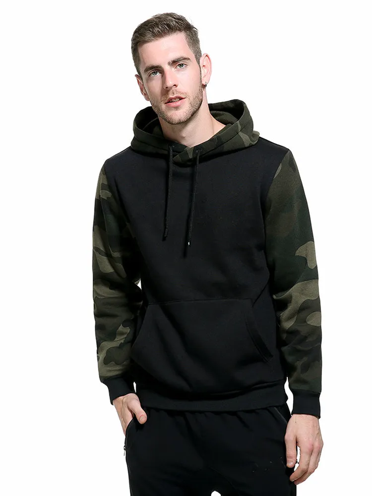 Retro Camouflage Color-Blocking Hoodies