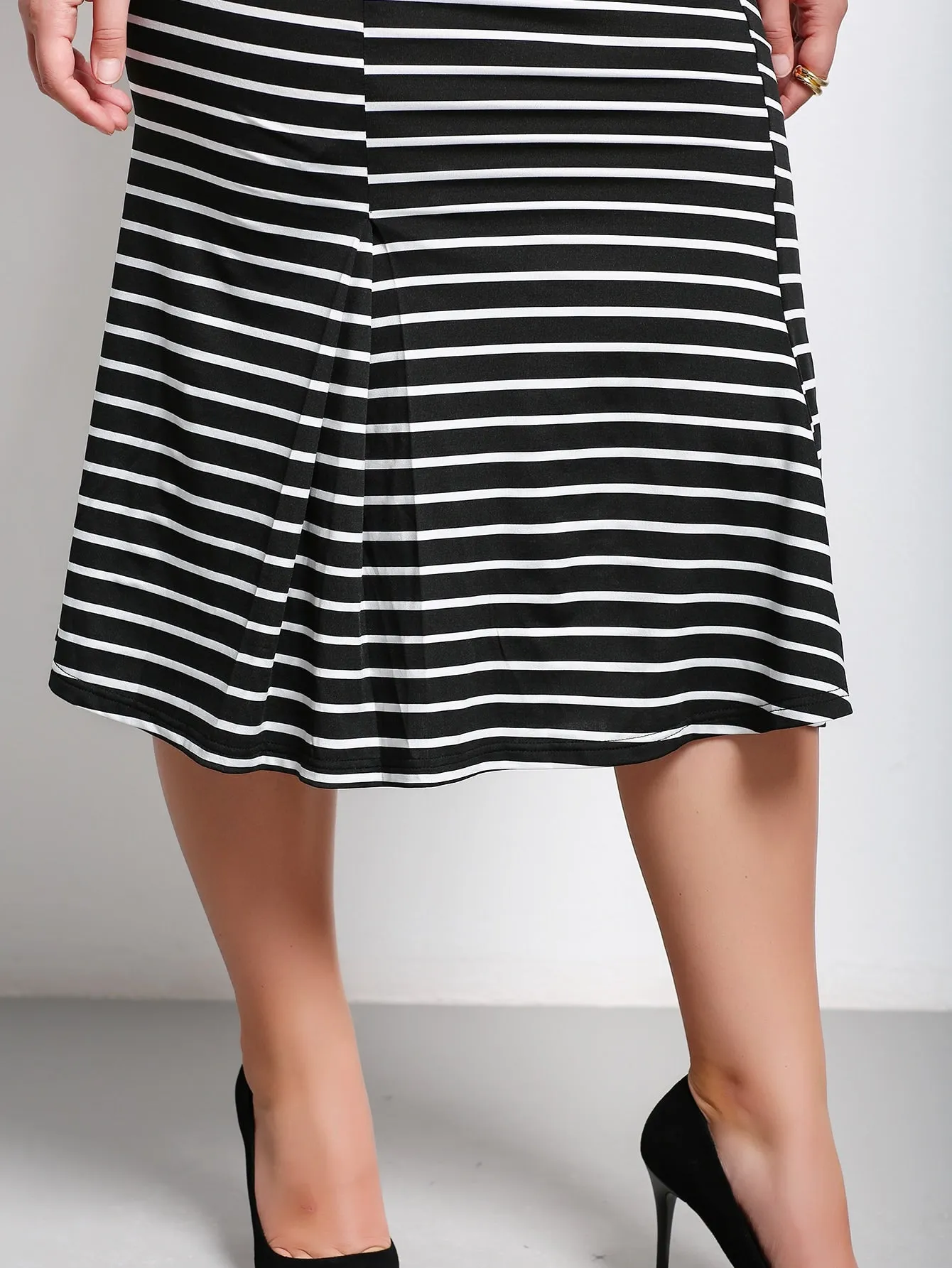 Striped Midi Plus Size Skirt