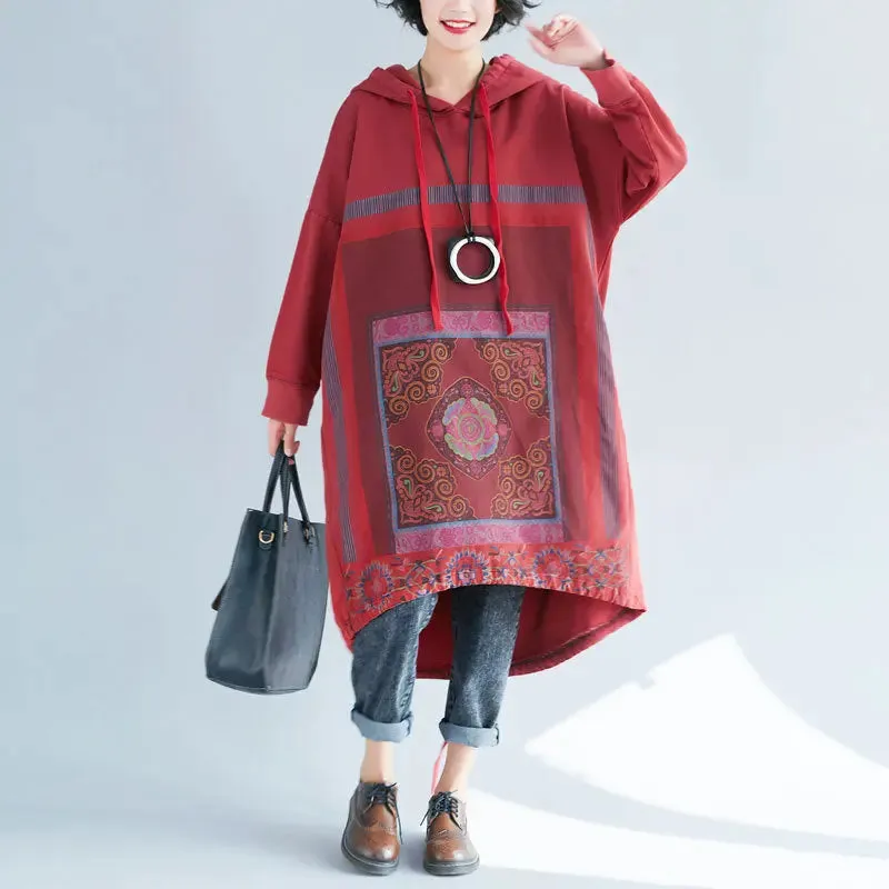 Stylish Hooded Sweatshirt Dress for Plus Size Women