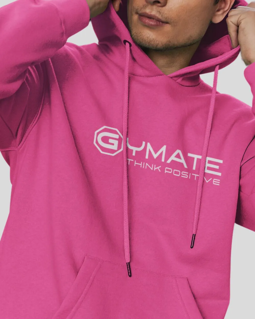 Stylish Mens Pink Hoodies Centre 'Think Positive'